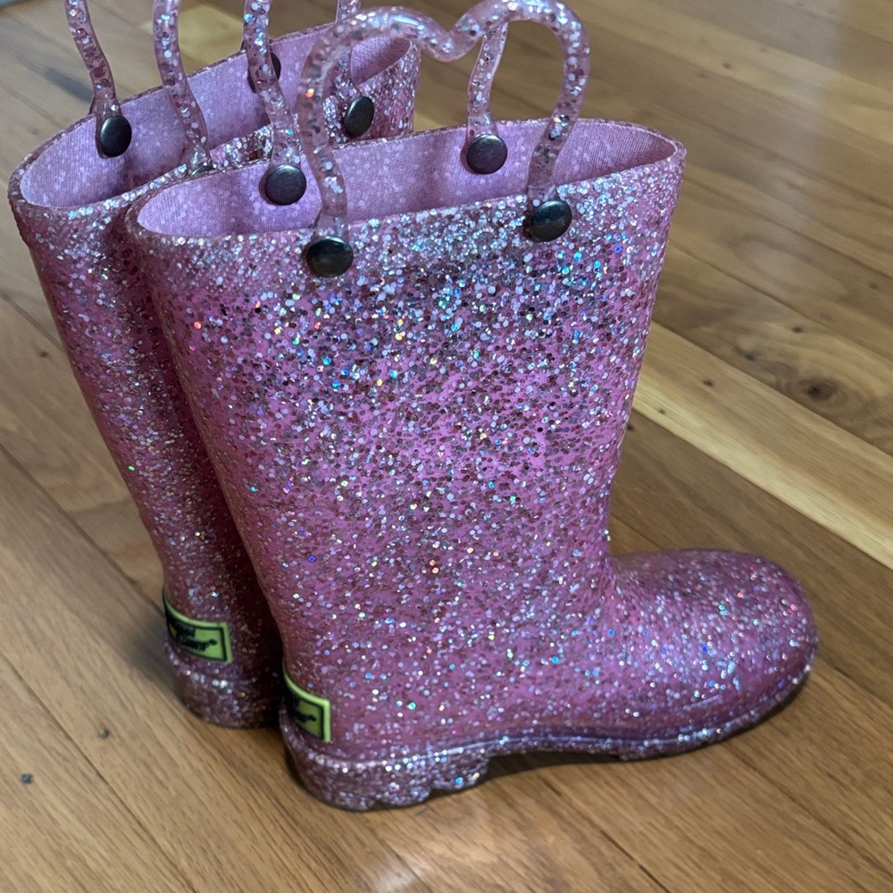 Western Chief Girls Pink Glitter Rain Boots